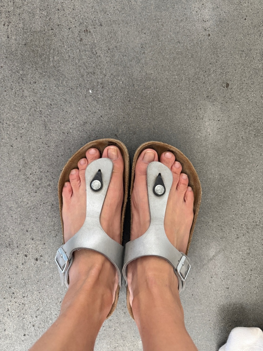 Birkenstock Silver Thong Sandals